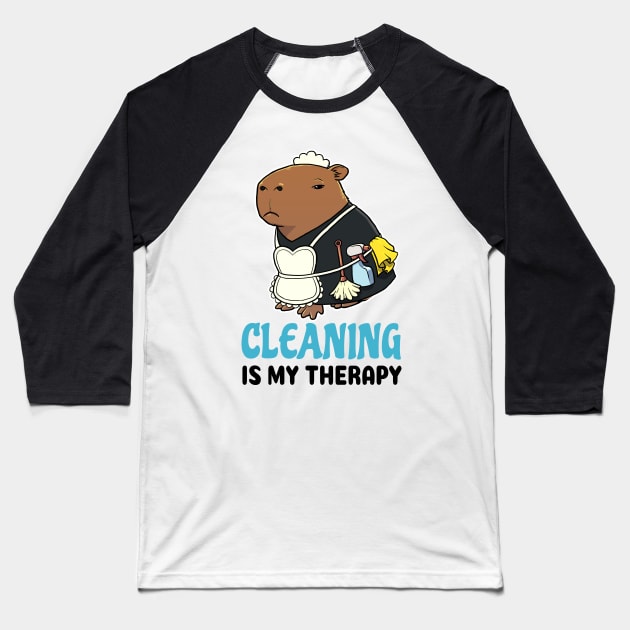 Cleaning is my therapy Capybara Baseball T-Shirt by capydays